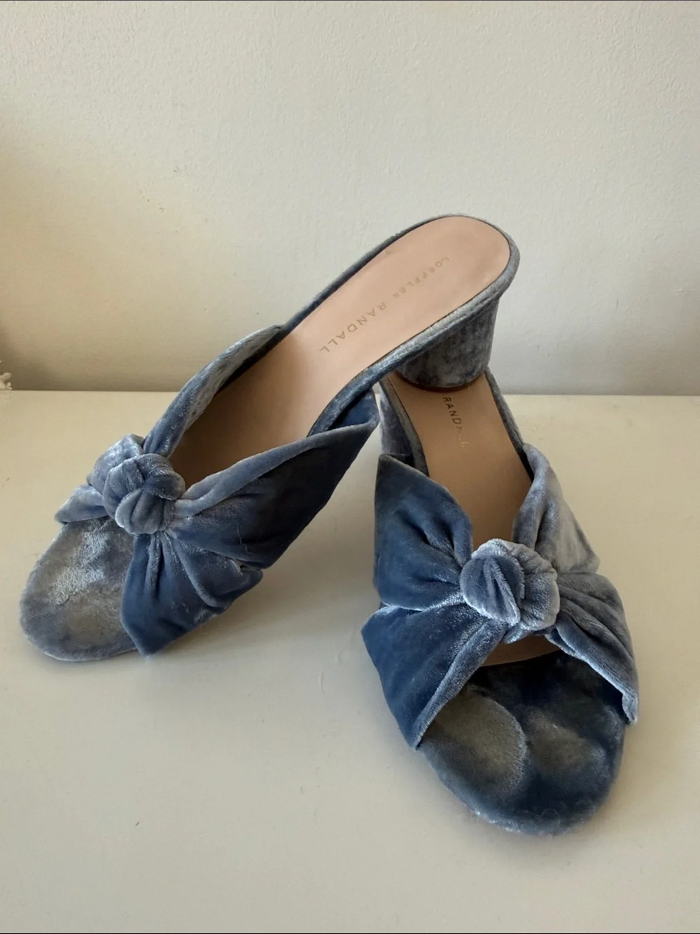 Loeffler Randall Blue Velvet Knot Mule Heels - Picture 1 of 8